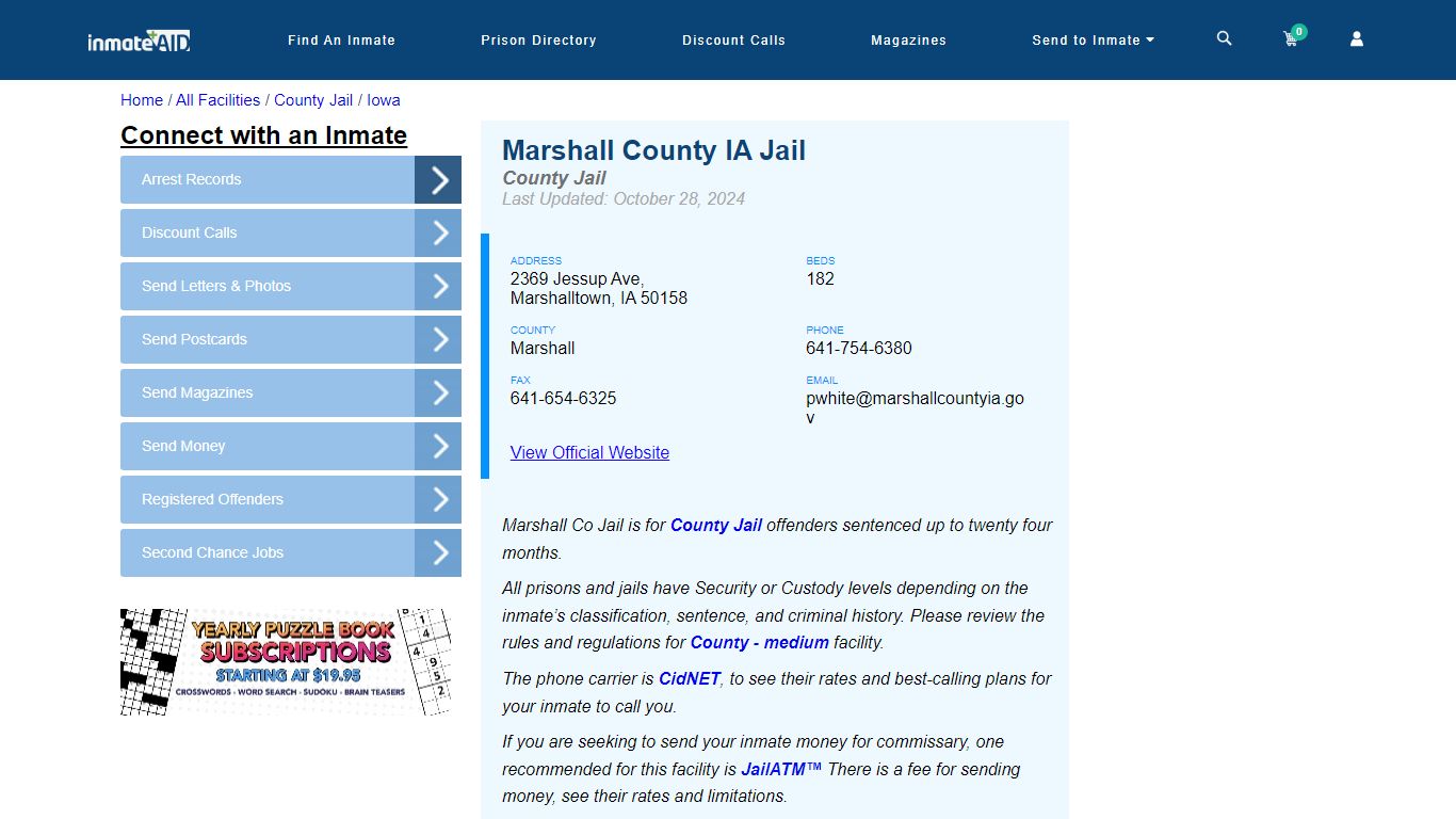 Marshall County IA Jail - Inmate Locator