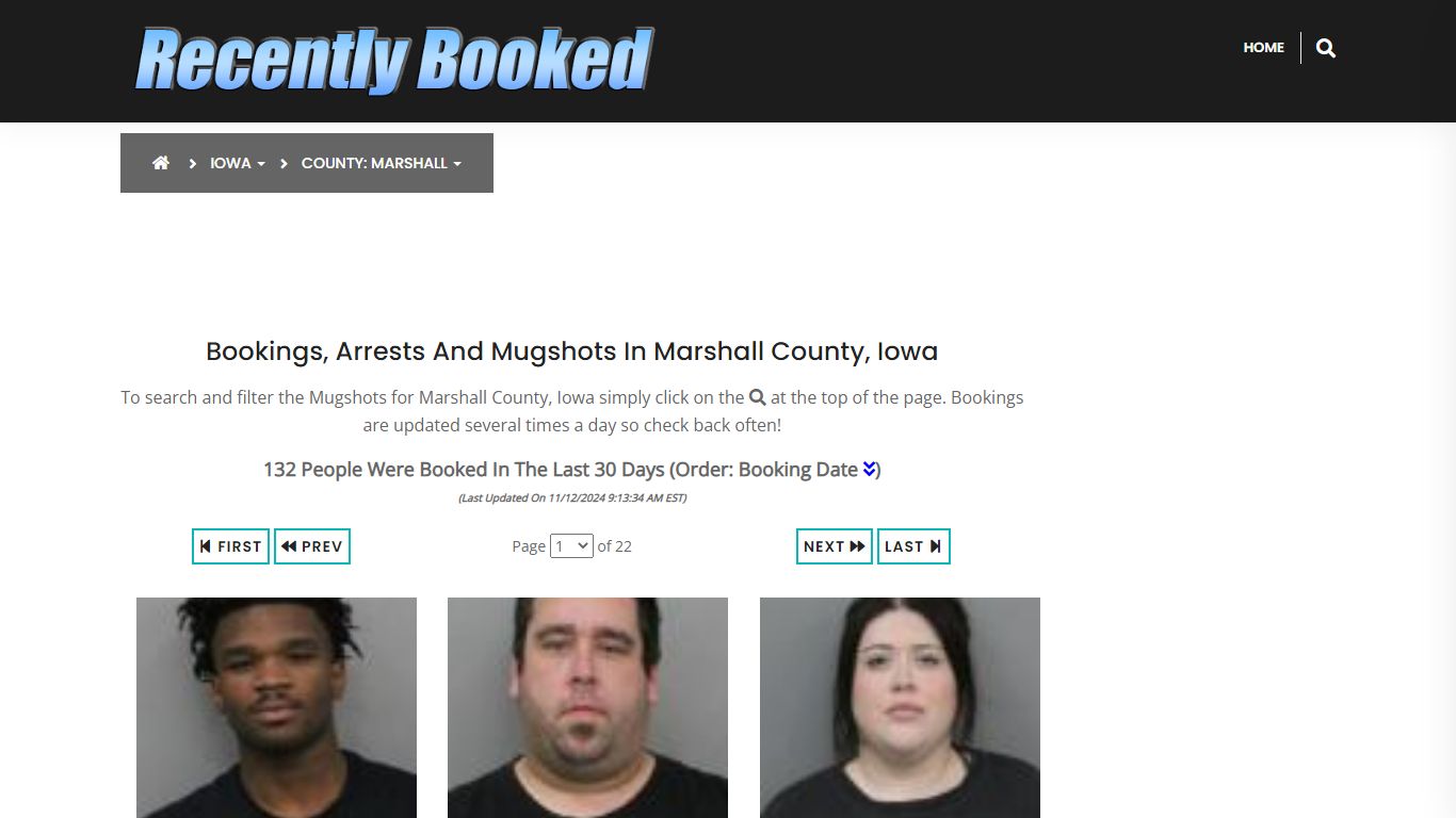 Bookings, Arrests and Mugshots in Marshall County, Iowa - Recently Booked